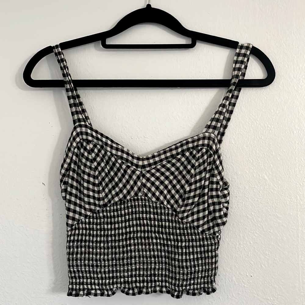 Free People gingham smocked crop top size XS